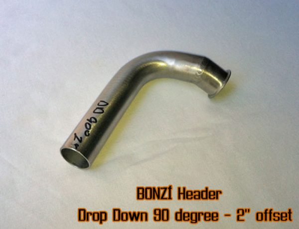 BONZI Header - Drop Down 90 degree - 2" offset (Stainless Steel