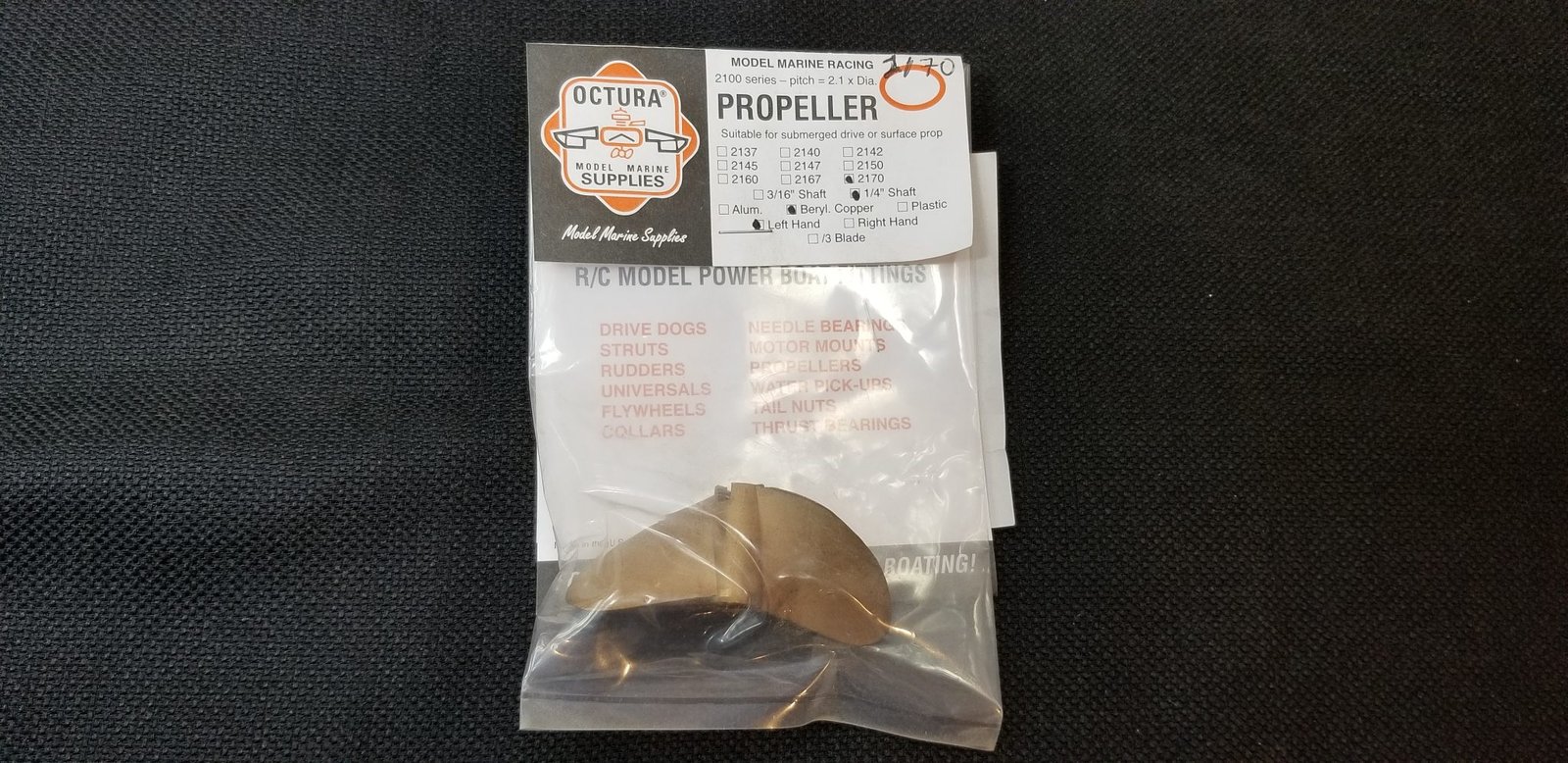 Octura 2170 2 Blade Propeller Left - RC Boat Propeller | Octura - BONZI Sports Inc